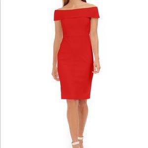 Calvin Klein Red Off Shoulder Dress